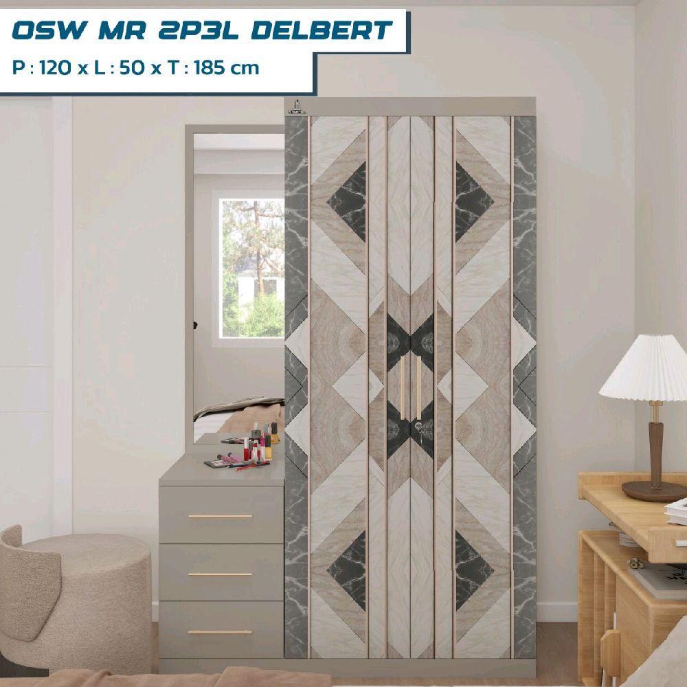 LEMARI PAKAIAN BESI 2 PINTU DENGAN MEJA RIAS DAN CERMIN OLYMSTEEL DARI OLYMPIC FURNITURE ( OSW MR 2P