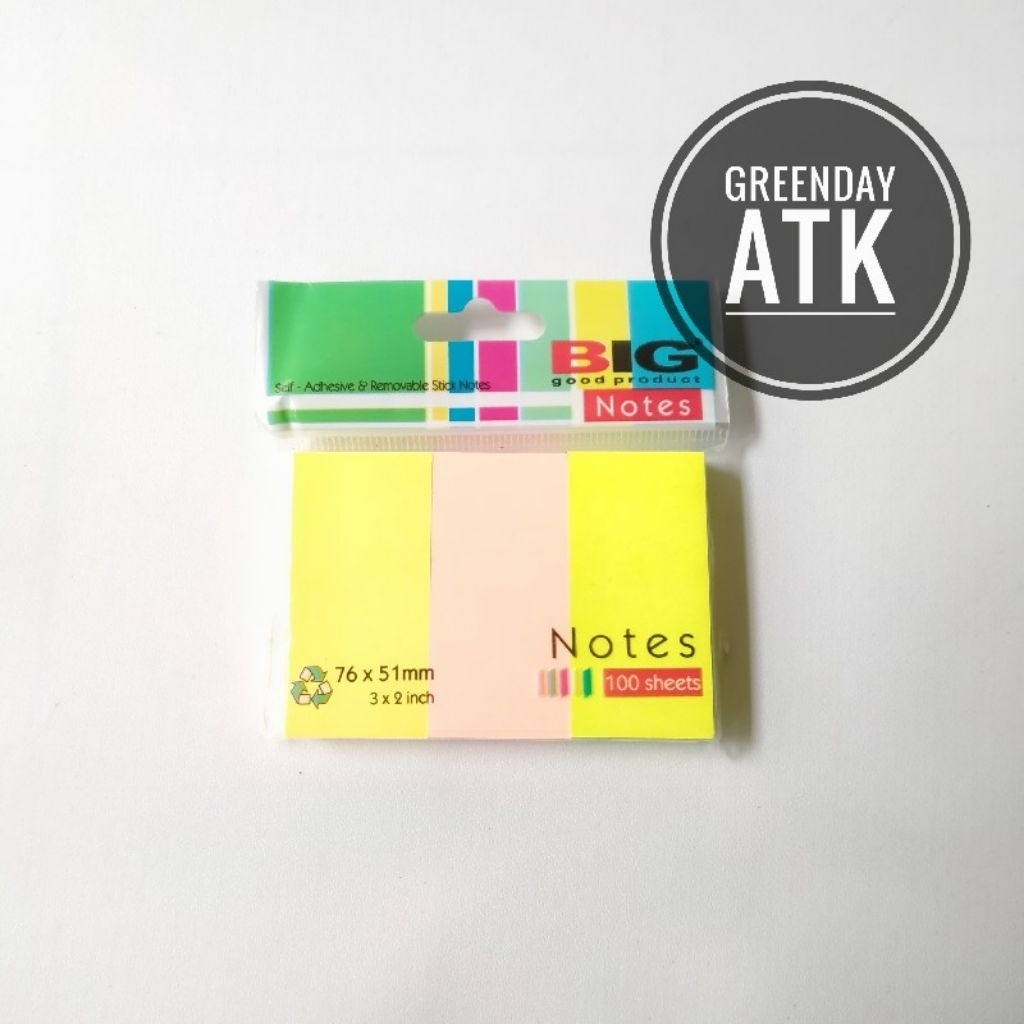 

Self adhesive Removable Stick Notes 3 warna ( 3 x 100 lembar )
