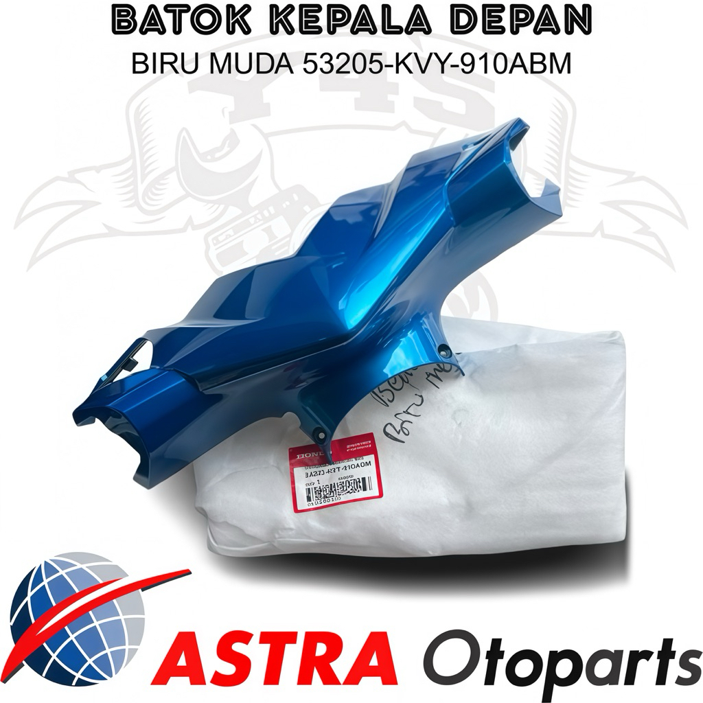 BATOK KEPALA DEPAN BEAT KARBU BIRU MUDA BIRU METALIC 53205-KVY-910ABM ORIGINAL