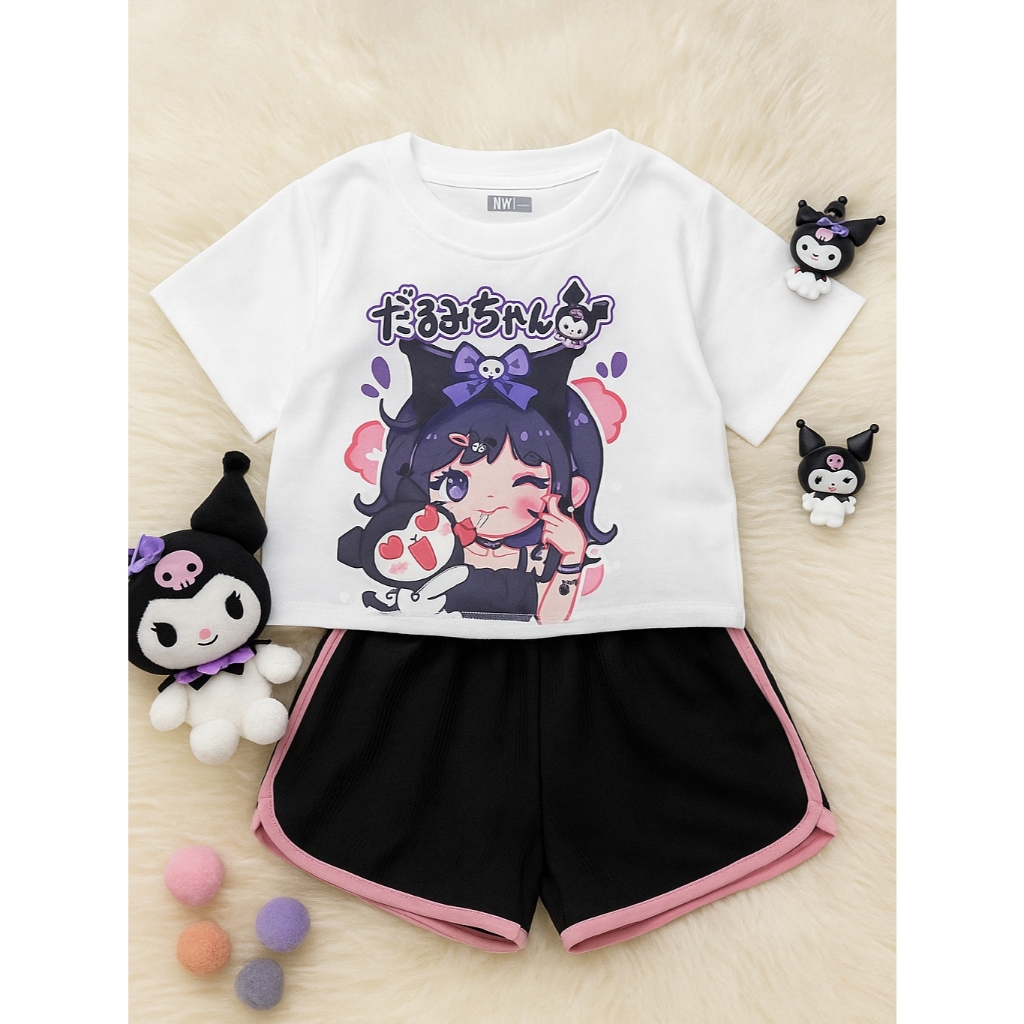 SETELAN / SET BAJU ANAK PEREMPUAN UMUR 9-10 TAHUN KUROMI GIRL