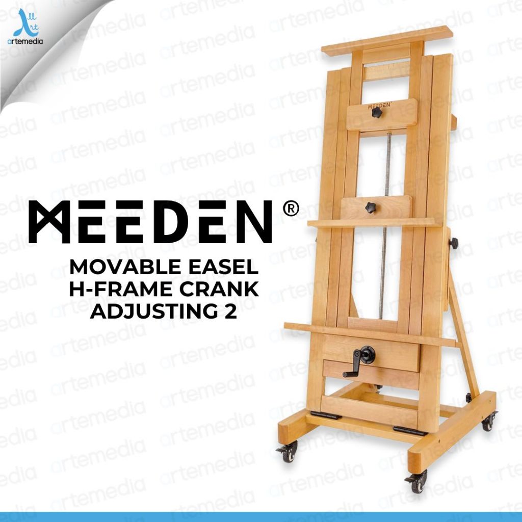 

Meeden Movable H-Frame Easel Beechwood Crank System untuk Kanvas 180 cm Easel Studio Premium dengan Roda 360°