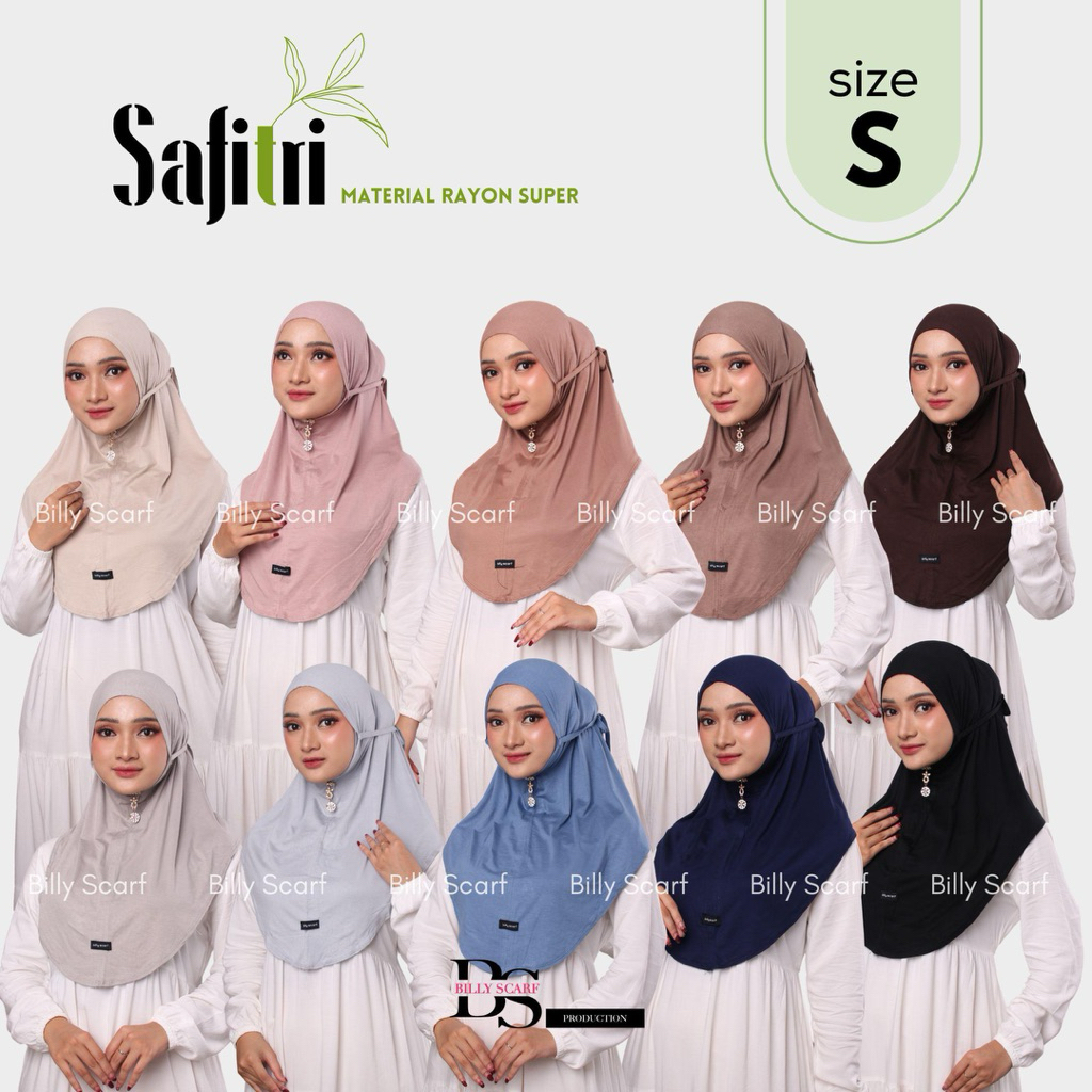 Billy Scarf Safitri // Hijab Instan Bergo Tali Bahan Katun Rayyon Premium