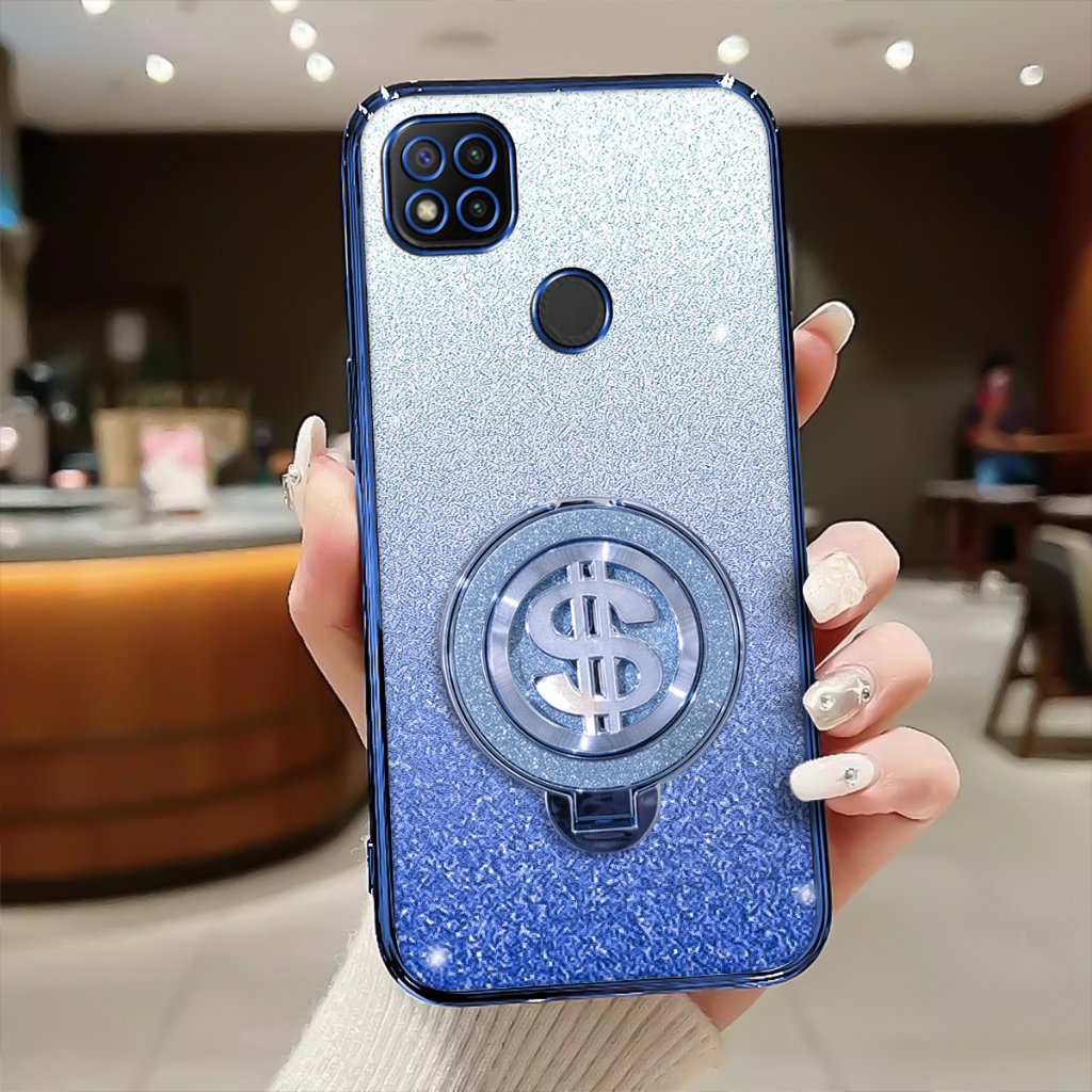 Case Kick Stand Xiaomi Redmi 9c Softcase Glitter Luxury Premium Casing