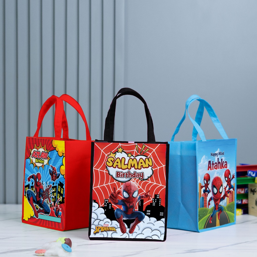 

Tas Ulang Tahun Anak Motif Spiderman, Ukuran Potrait T25 P20 Hampers Ultah Anak