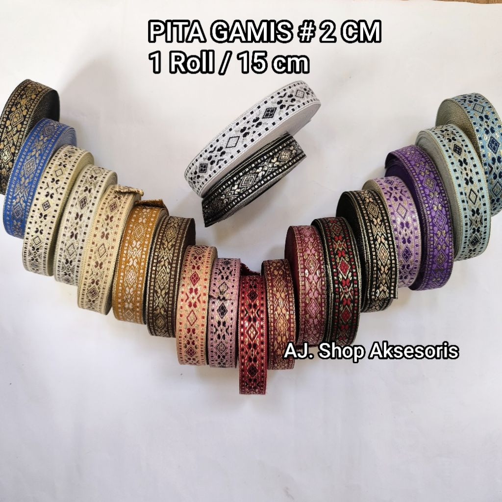 PITA RENDA GAMIS / RENDA BORDIR GAMIS  LEBAR 2 CM ISI PER ROLL