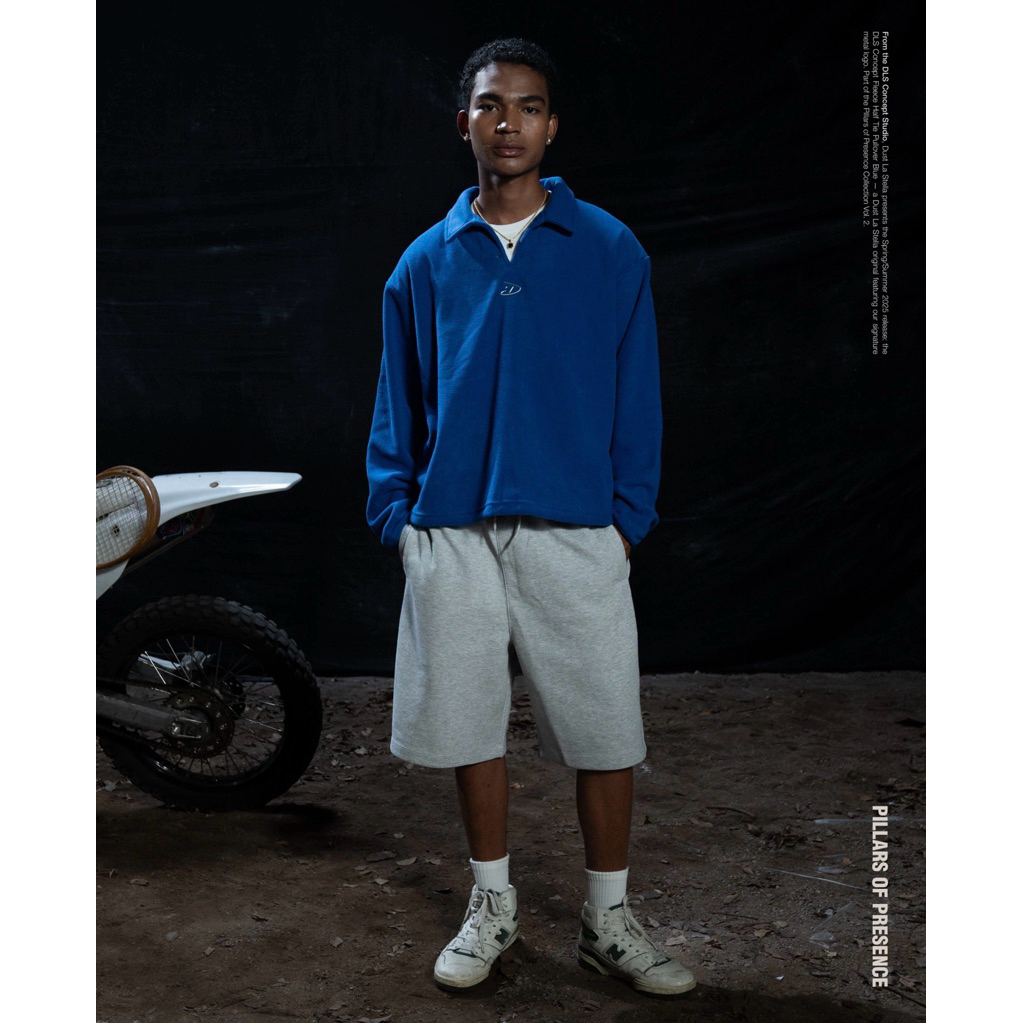 DLS CONCEPT FLEECE HALF TIE PULLOVER BLUE