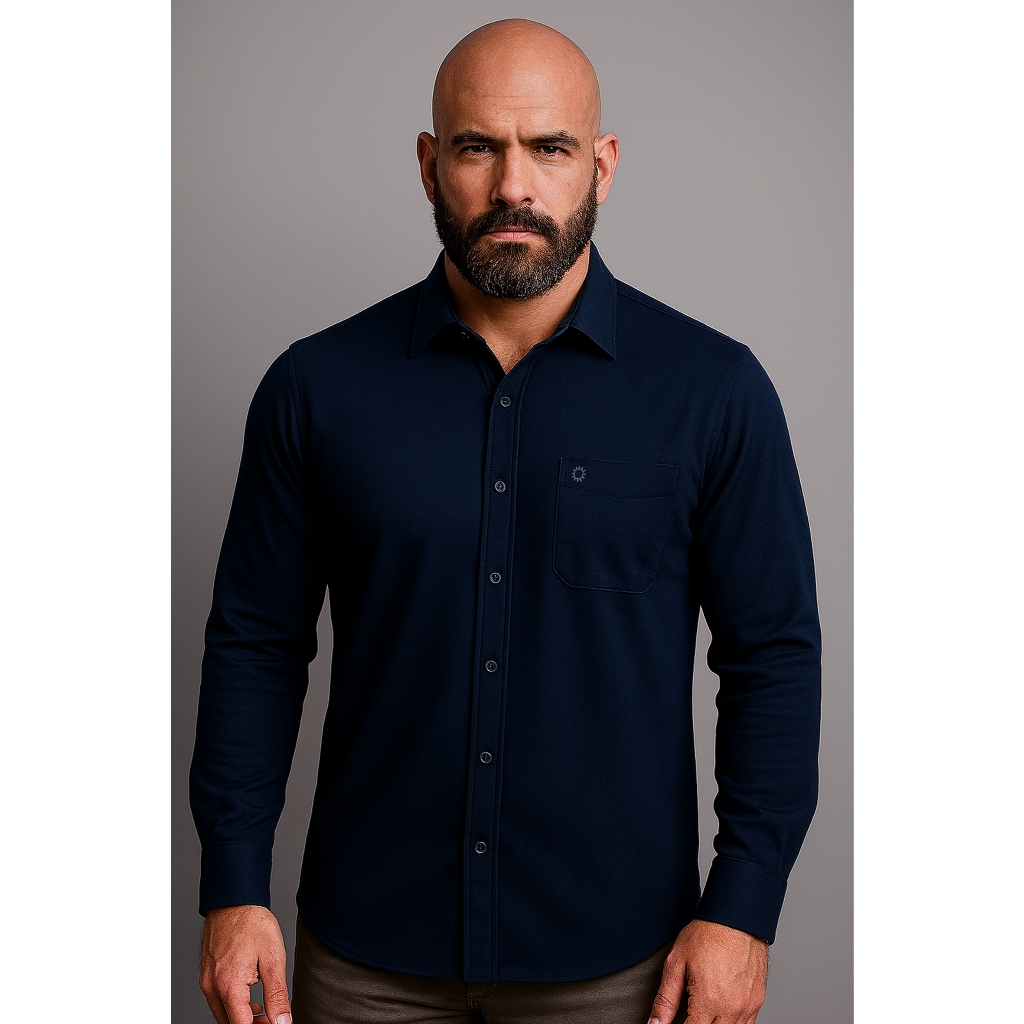 Sekido Man - RAIHAN Kaos Polo Lengan Panjang Navy Pria