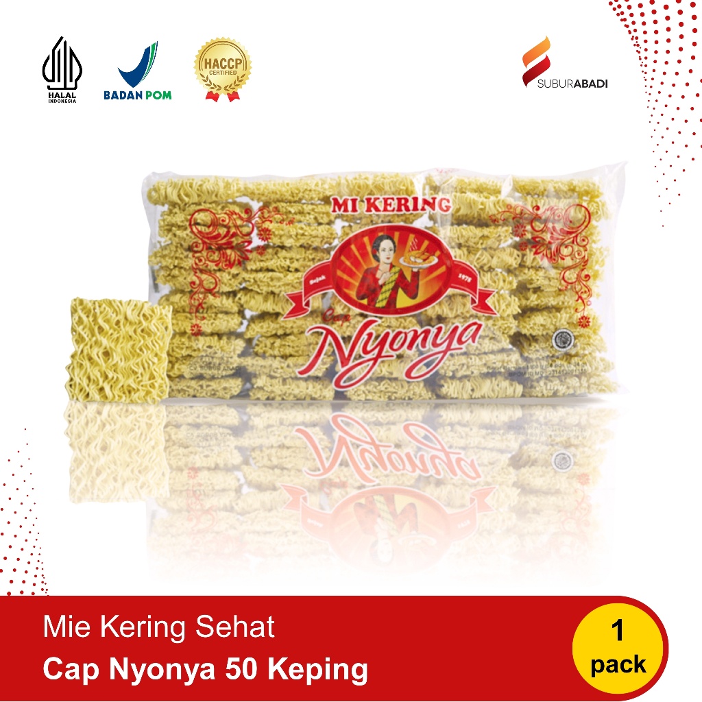 Mie kering cap Nyonya isi 50 keping - 1 pack 1.8 kg - Tanpa Pengawet, Tanpa MSG, Cocok Untuk Aneka O