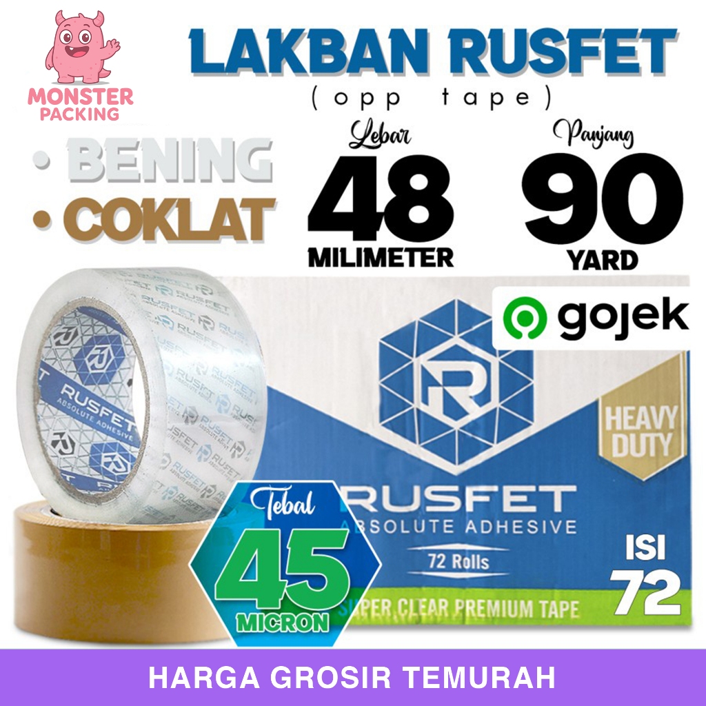 

Lakban 48mm x 90Yard RUSFET Plakban Isolasi OPP Premium / Dus Gojek