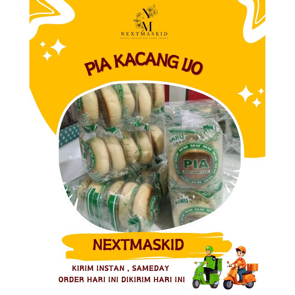 3 bungkus roti pia rasa kacang hijau