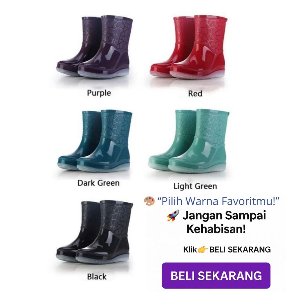 BIG PROMO Sepatu Boots Wanita Sepatu Karet Sepatu Boot Pendek Sepatu Bot Wanita Anti Air