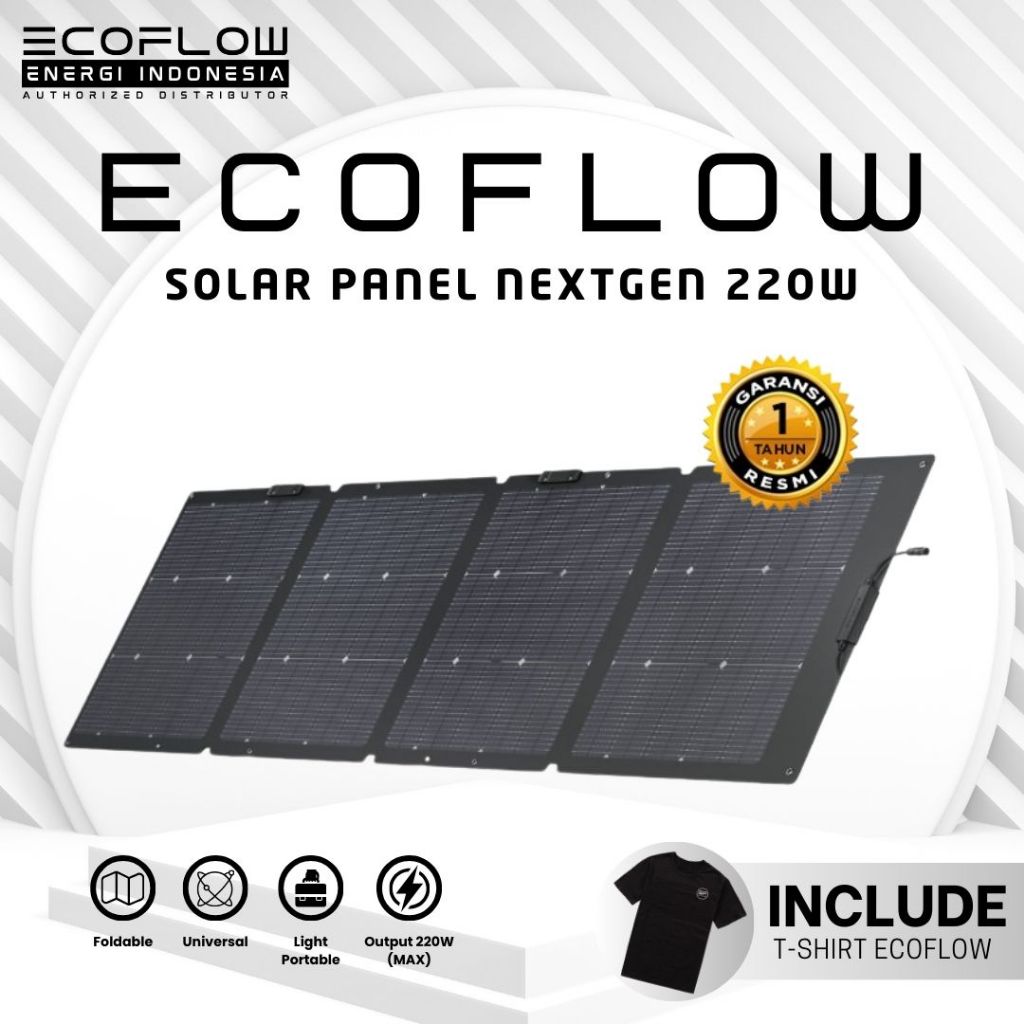 EcoFlow NextGen 220W Portable Solar Panel - Panel Surya Lipat Camping Hiking RV Foldable