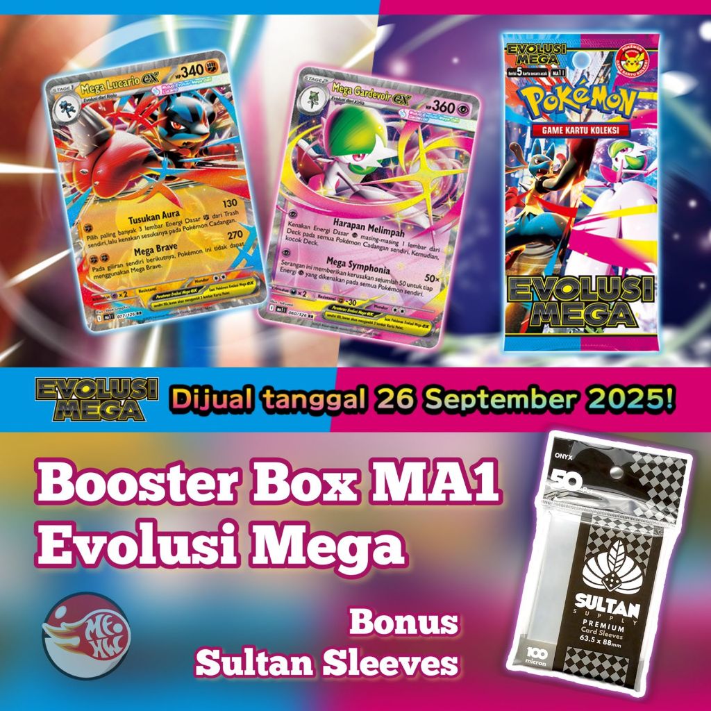 Master Case Booster Box Evolusi Mega MA1 Kartu Game Koleksi Pokemon TCG