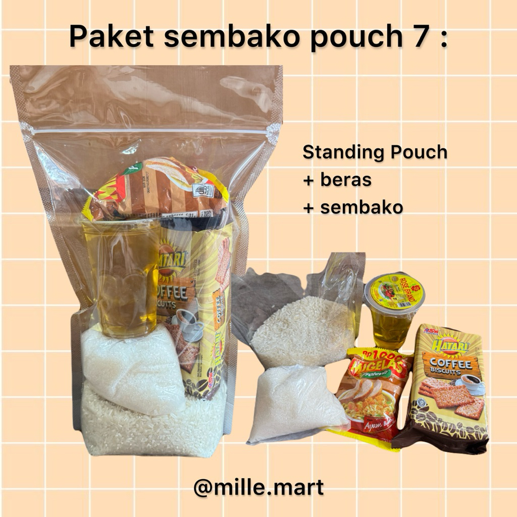 

PAKET SEMBAKO STANDING POUCH 7 - SEMBAKO Tas atau box / parcel sembako murah/ paket sembako lebaran/bingkisan makanan rumah/ paket panti asuhan/ paket medan sembako/pouch sembako