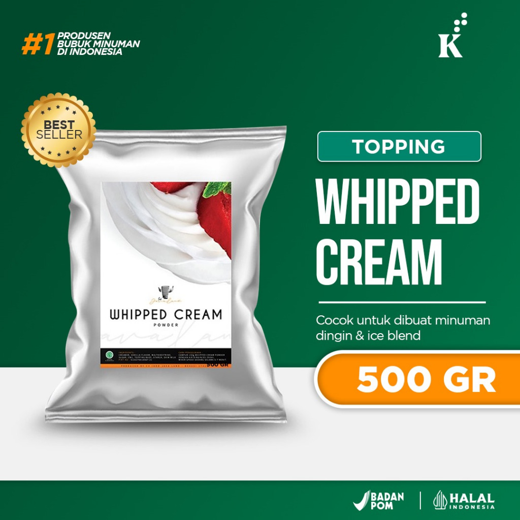 

Javaland Topping Whipped Cream 500grm |Topping Premix Kue | Powder Drink
