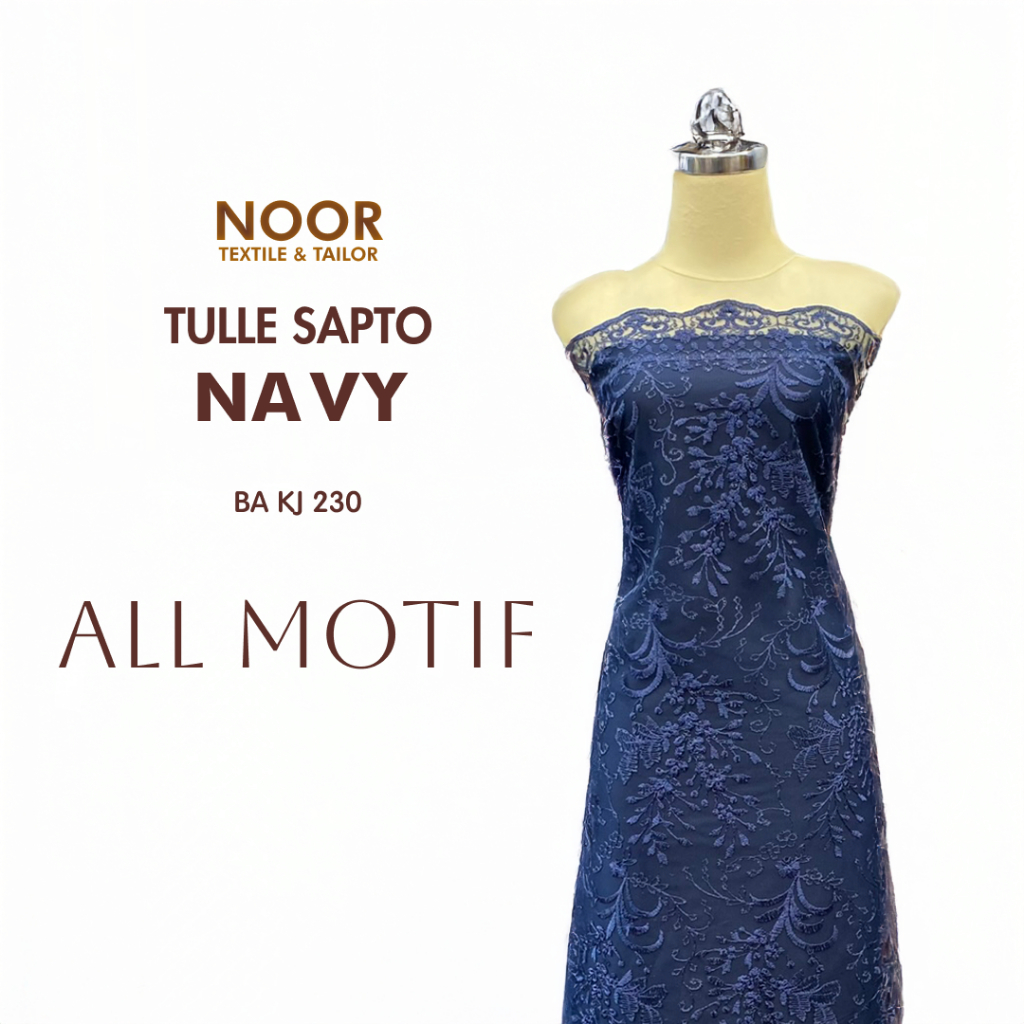 Tulle Sapto - NAVY EDITION | All Motif | Motif Etnik | Tulle Wisuda | Brokat Kebaya Bahan Kebaya