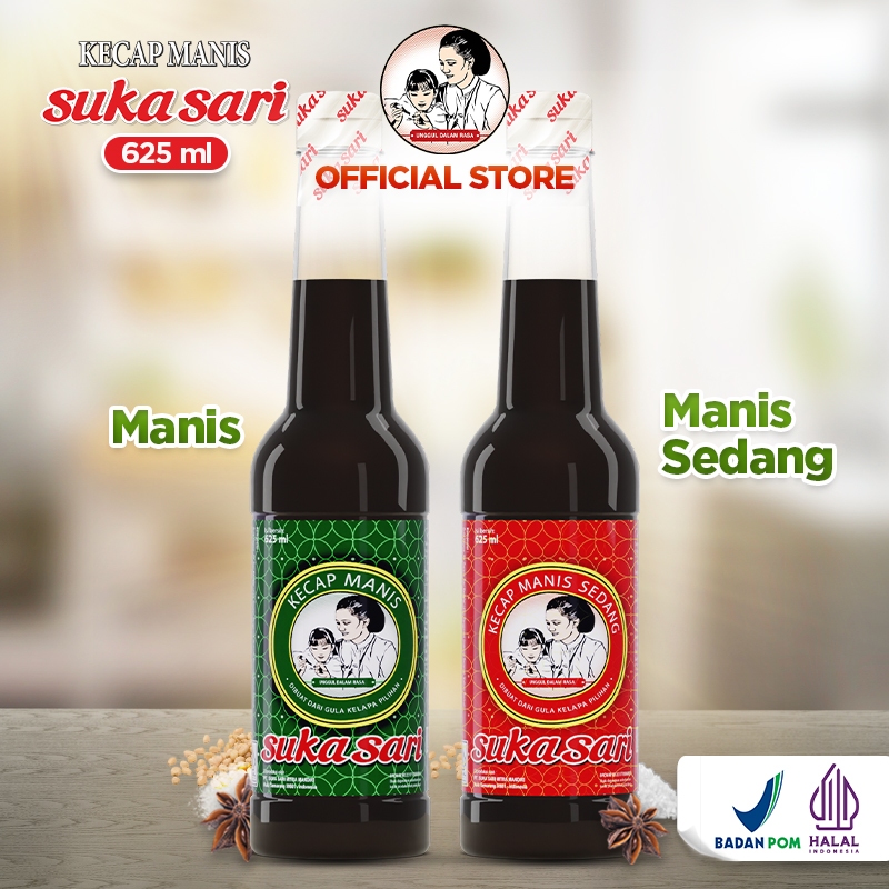 

Sukasari Kecap 625ml – Manis / Manis Sedang | Botol Plastik BPOM & Halal