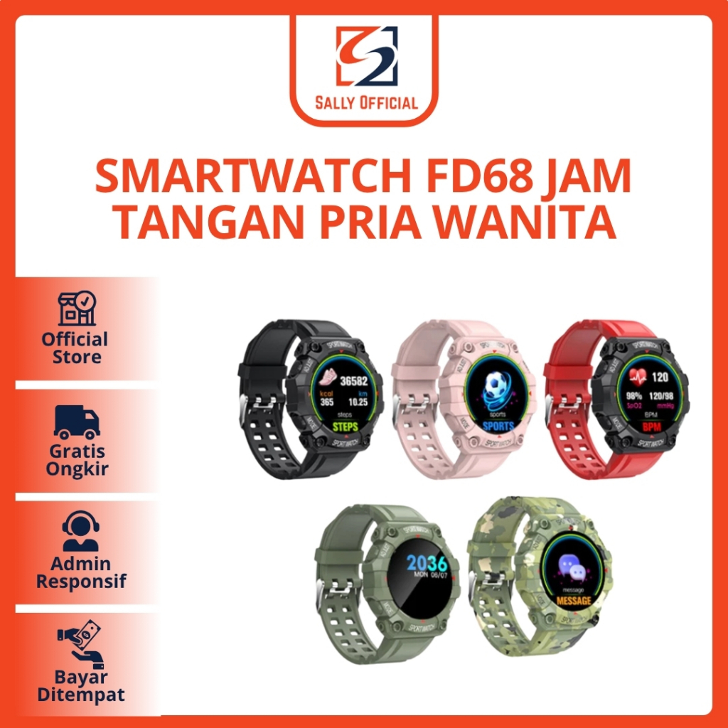 Jam Tangan Pria Wanita Smartwatch FD68 Jam Tangan Digital Bluetooth Smart Watch