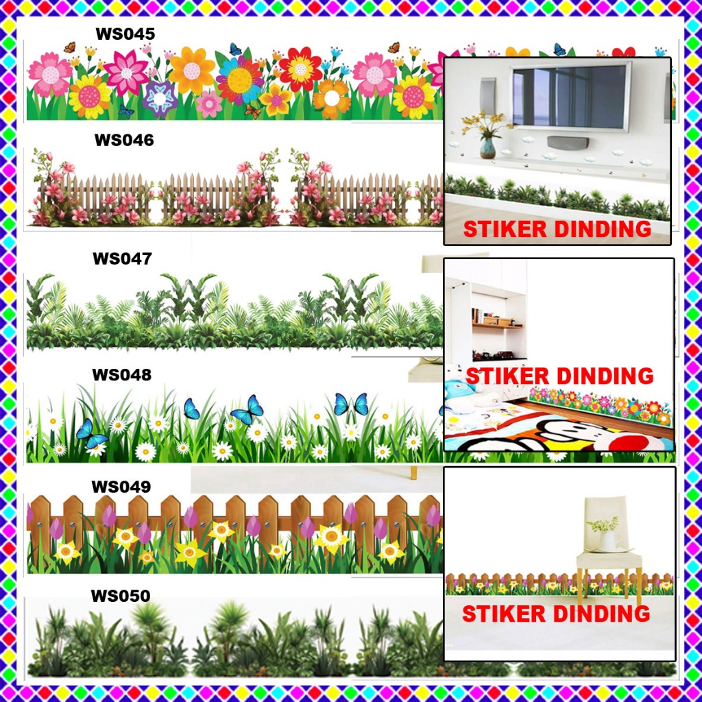 Wall Stiker/Stiker Dinding/Stiker Tranparant/Stiker Cuting Motif Rumput/Hias/Pagar