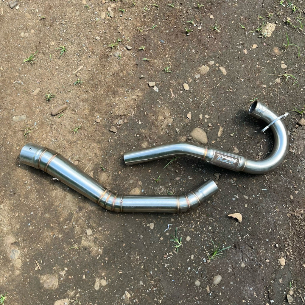 LEHER KNALPOT NORIFUMI HEADER KNALPOT KZR RACING HANYA LEHER UNTUK MOTOR KLX CRF WR D-TRACKER VIXION