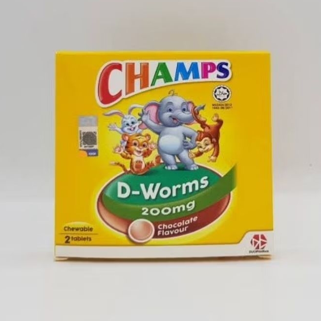 Champs D worms 200mg Obat Cacing Original Malaysia - isi 2 tablet