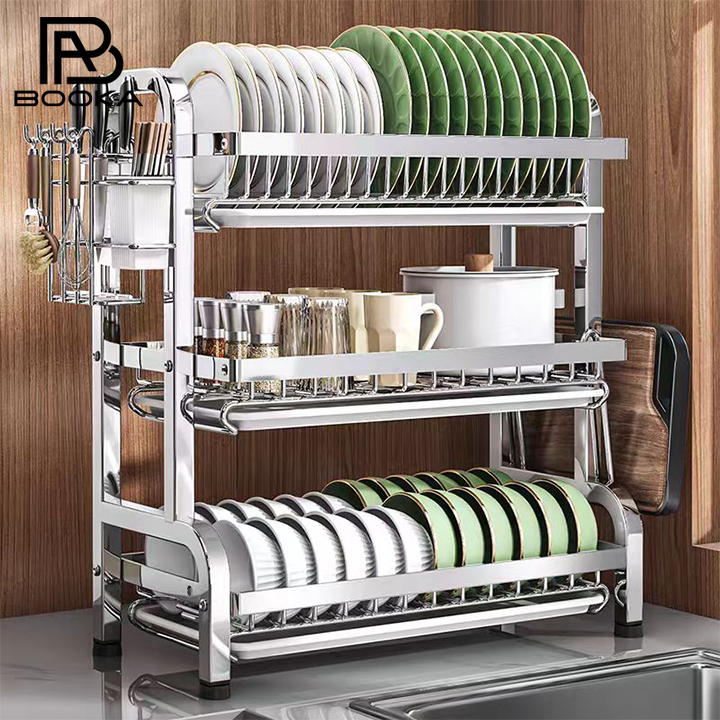 SUS 304 Rak Piring Stainless Steel Rak Piring Wastafel Dapur Rak Wastafel Cuci Piring Stainless Stee