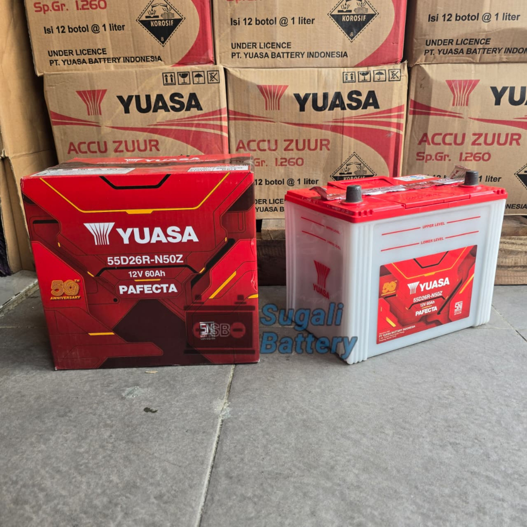Aki Mobil YUASA N50Z 55D26R Pafecta Aki basah 12Volt 60Ah Original Yuasa