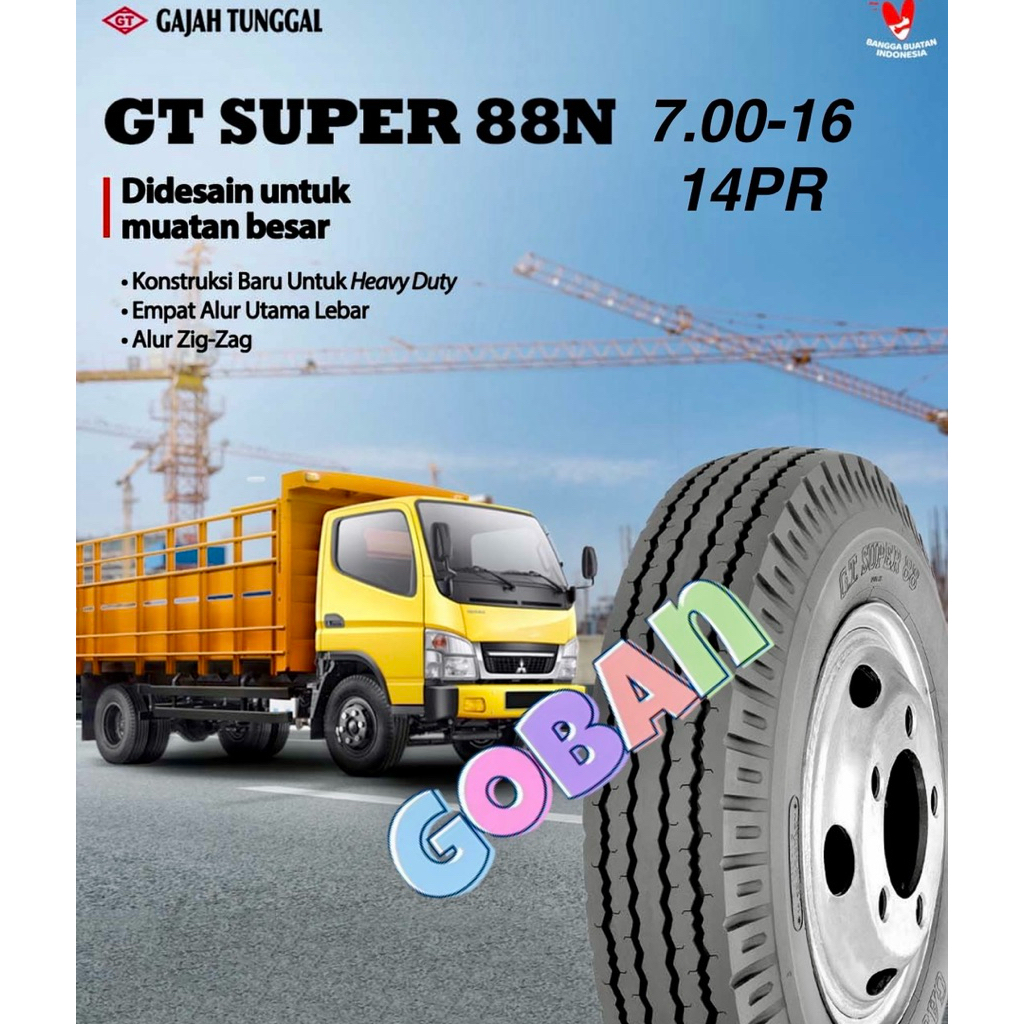 Ban truk 700 r16 GT Super 88 Gajah Tunggal ukuran 7.00-16 14Pr Ban Luar Truck 700R16 GT Super88