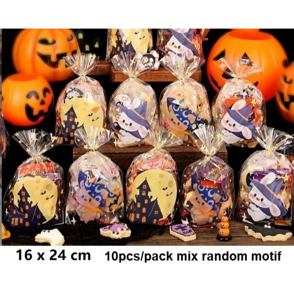 

Halloween plastic goodie bag trick or treats 10pcs mix random kantong plastik halloween