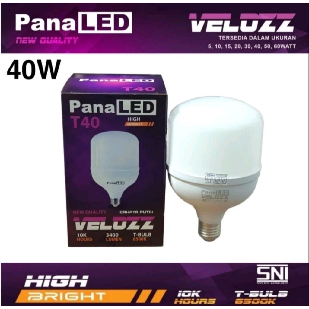 Lampu LED PANALED VELOZZ E27 40 Watt Warna Putih