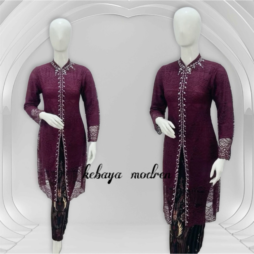 kebaya sanghai brokat payet/Kebaya Modern  Kebaya Tunik  Setelan Kebaya Brokat  Kebaya Brokat  Kebay