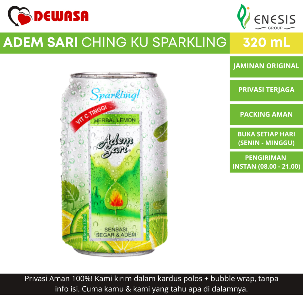 

Adem Sari Ching Ku Sparkling Lemon Minuman Penyejuk Kaleng - 320 mL