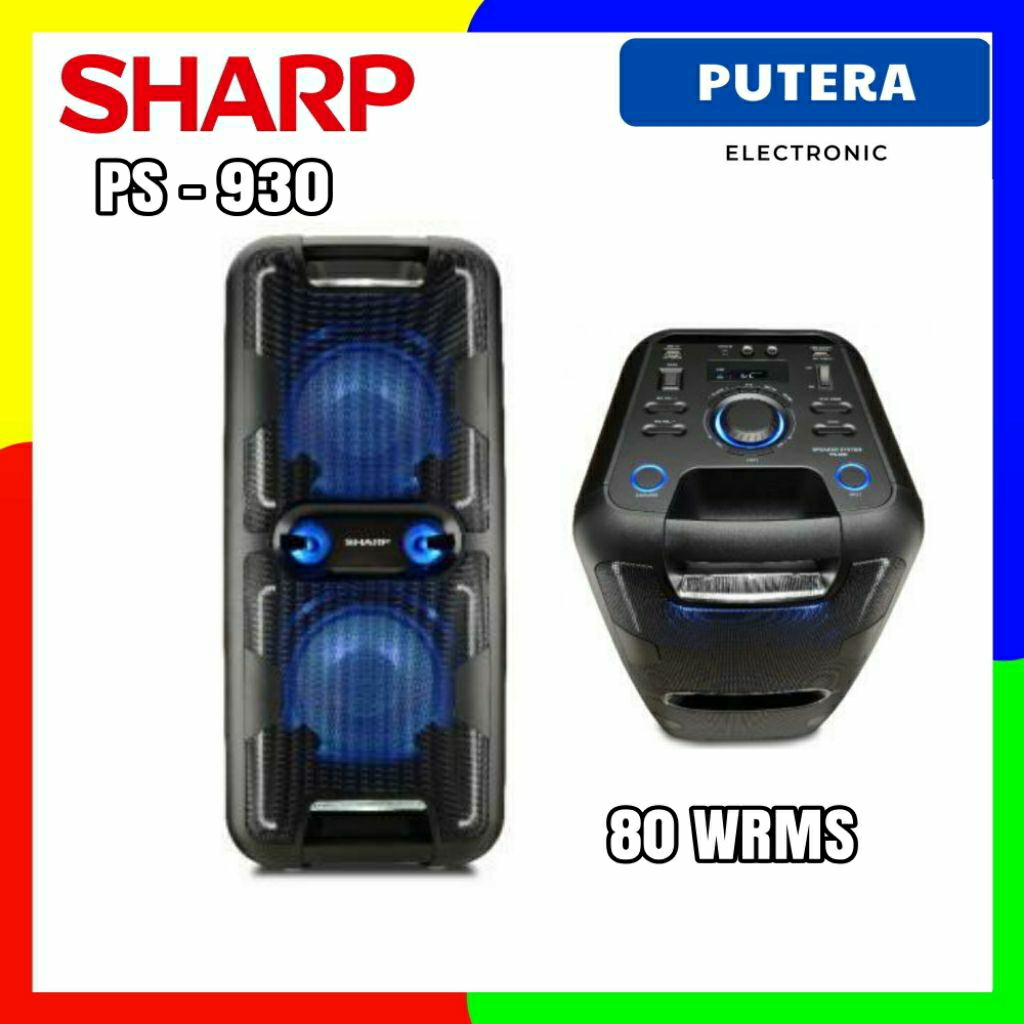SHARP PS-930 Party Speaker Portable 80 WRMS PS930 Bluetooth Karaoke