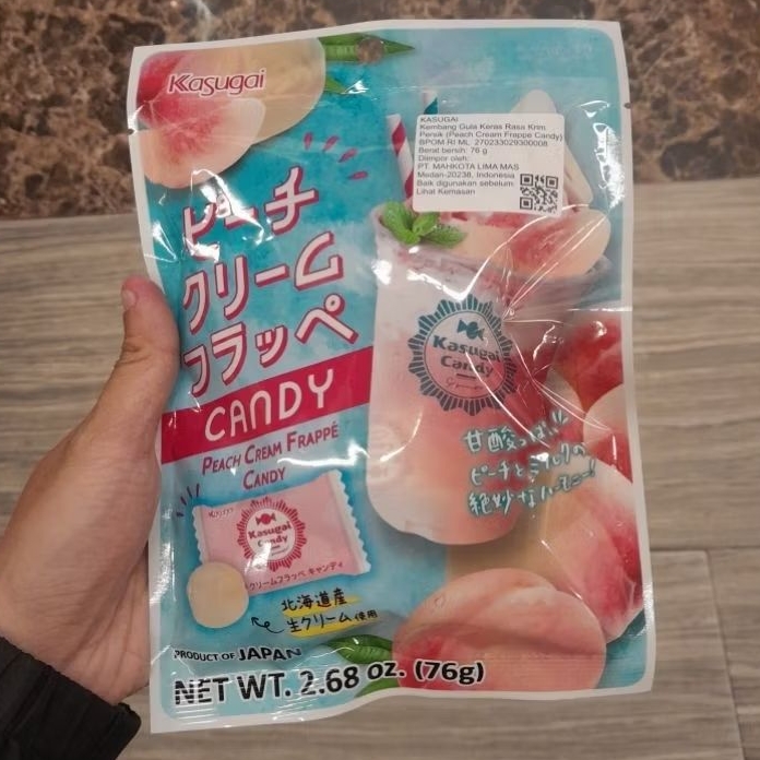 

Kasugai permen Peach cream frappe candy 76gr