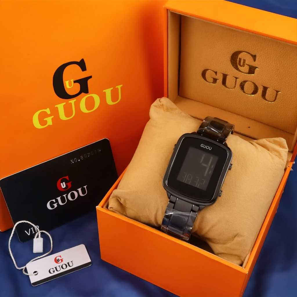 NEW JAM TANGAN WANITA ORIGINAL GUOU DIGITAL 34MM JAM TANGAN CEWEK RANTAI STAINLESS STEEL