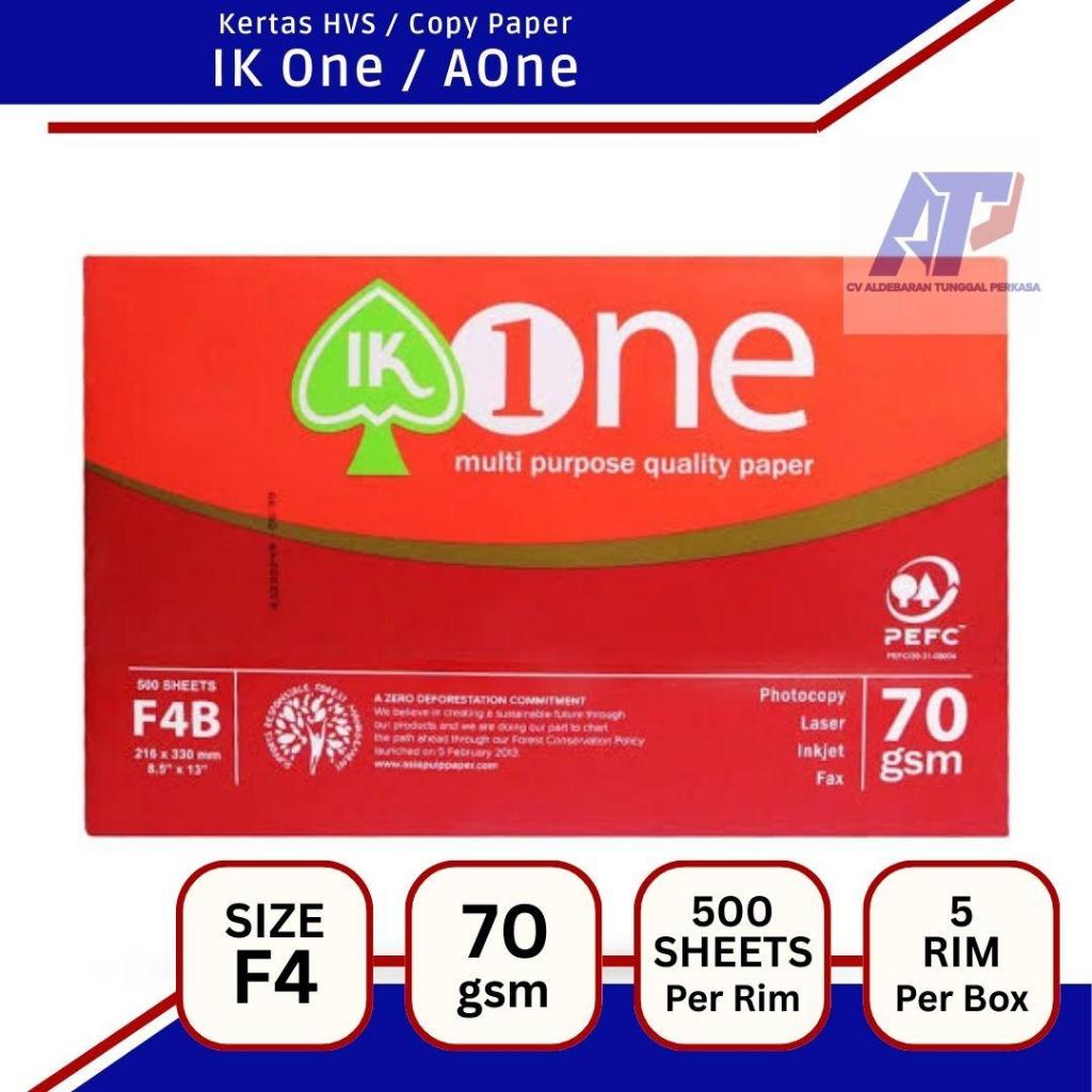 

Kertas HVS F4/F4B IK ONE / AONE 70gsm 1 RIM (500 Lembar) Copy Paper Print Copier Foto