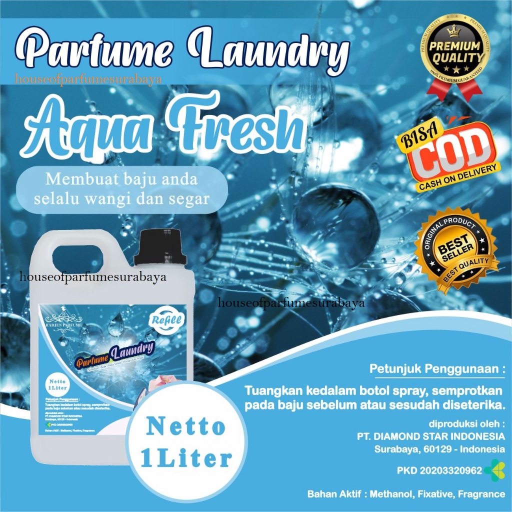 Parfum Laundry Aromatic Herbal Aroma Aroma Aqua fresh  1 Liter  |Parfum Laundry Botol Literan |Inspi
