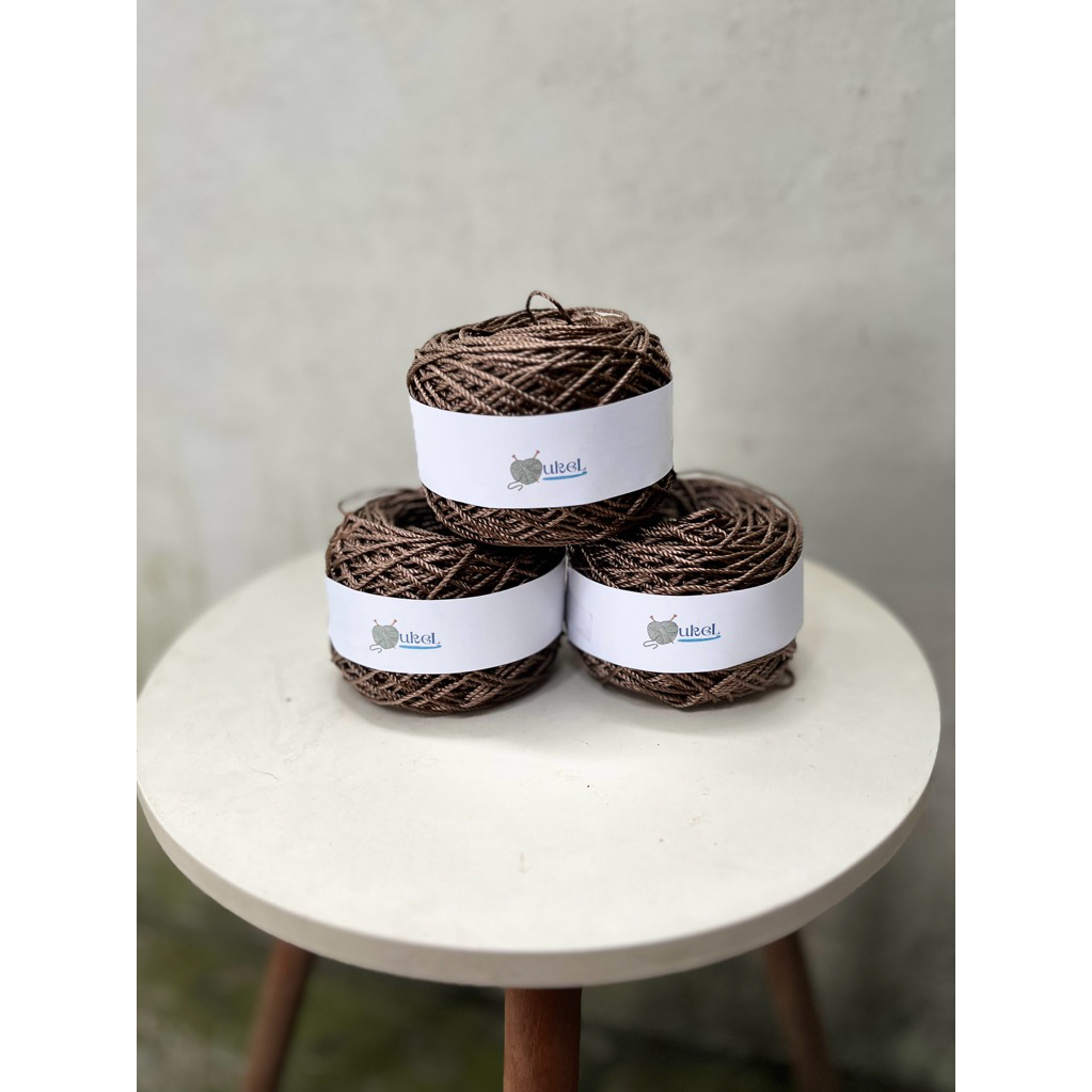 Benang Rajut Korea Poly kilap D36 warna Shiny Brown