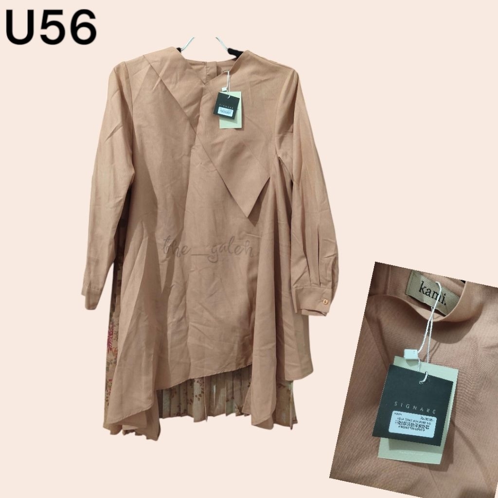 U56 New Kamiidea Baju Blouse Lengan Panjang Peach mix Plisket Bagus Murah