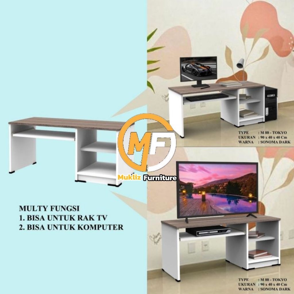 meja kerja, tv, multifungsi