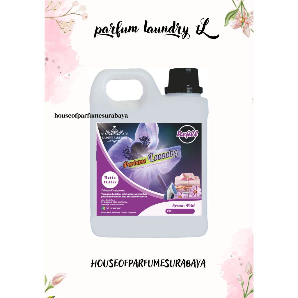 Parfum Tahan Lama Aroma Aroma Violet 1 Liter  |Pewangi Laundry dengan keharuman fresh,floral,harum t