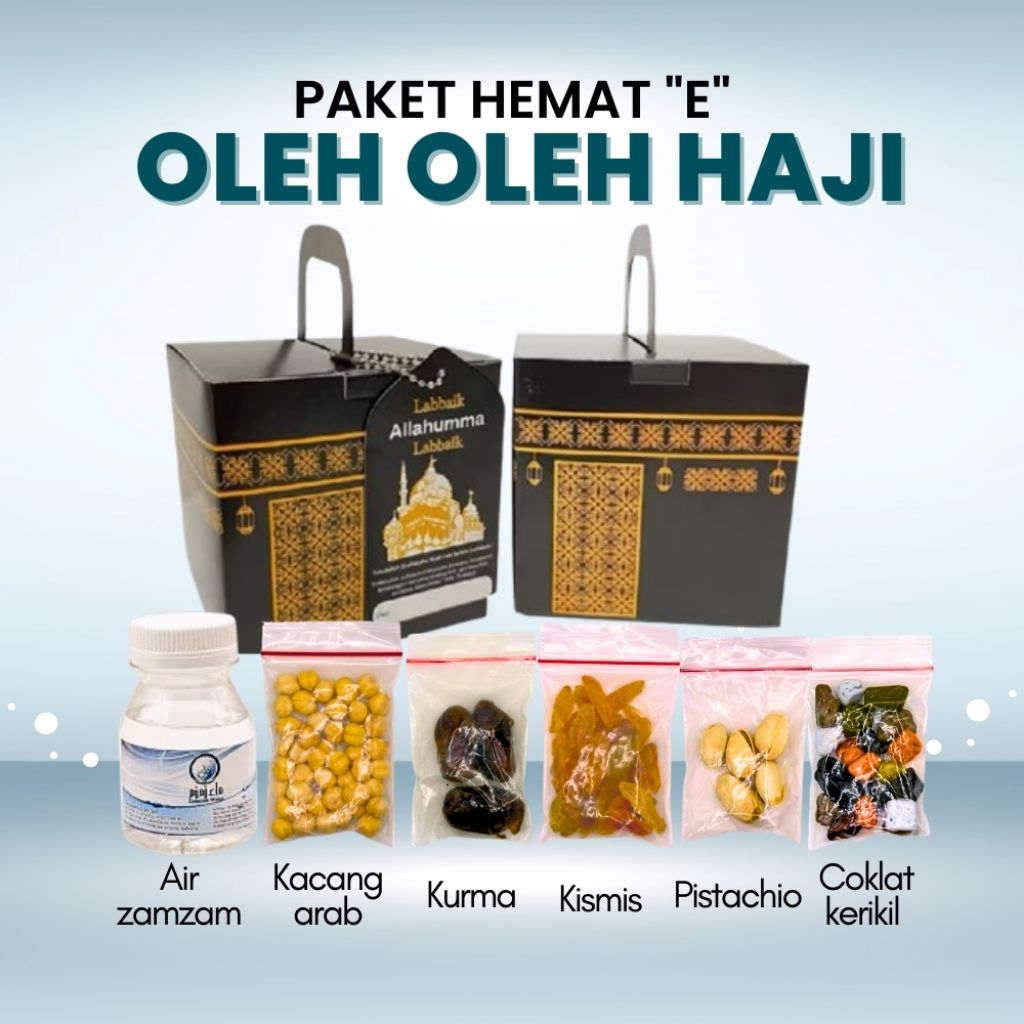 

Paket Hemat Oleh-oleh Haji dan Umroh Paket E isi Air Zamzam Dus Ka'bah