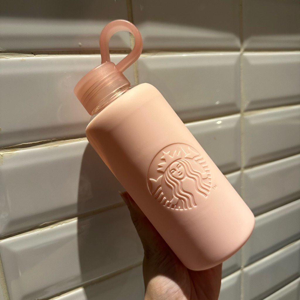 NEW Tumbler Starbucks Glass Bottle Soft Pink Sleeve Spring 2018 Edition Original Starbucks