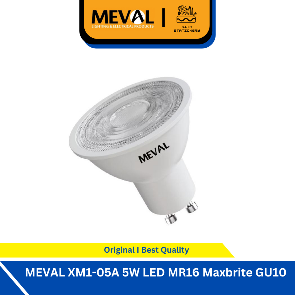 Meval lampu MR16 Maxbrite  5 watt LED Fitting Kaki GU10 Putih