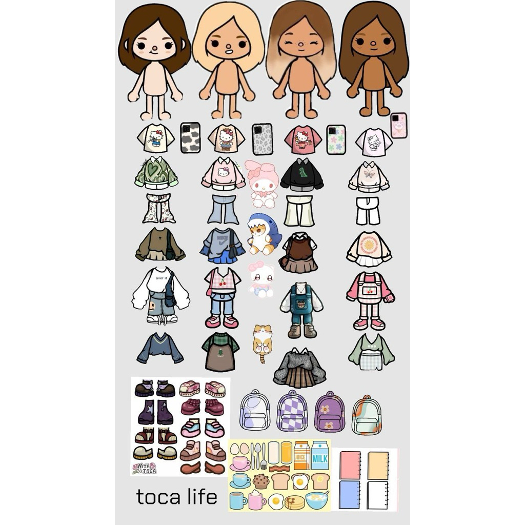 Karakter Toca Boca Cute Twins Boneka Kertas Karakter Toca Boca Kembar