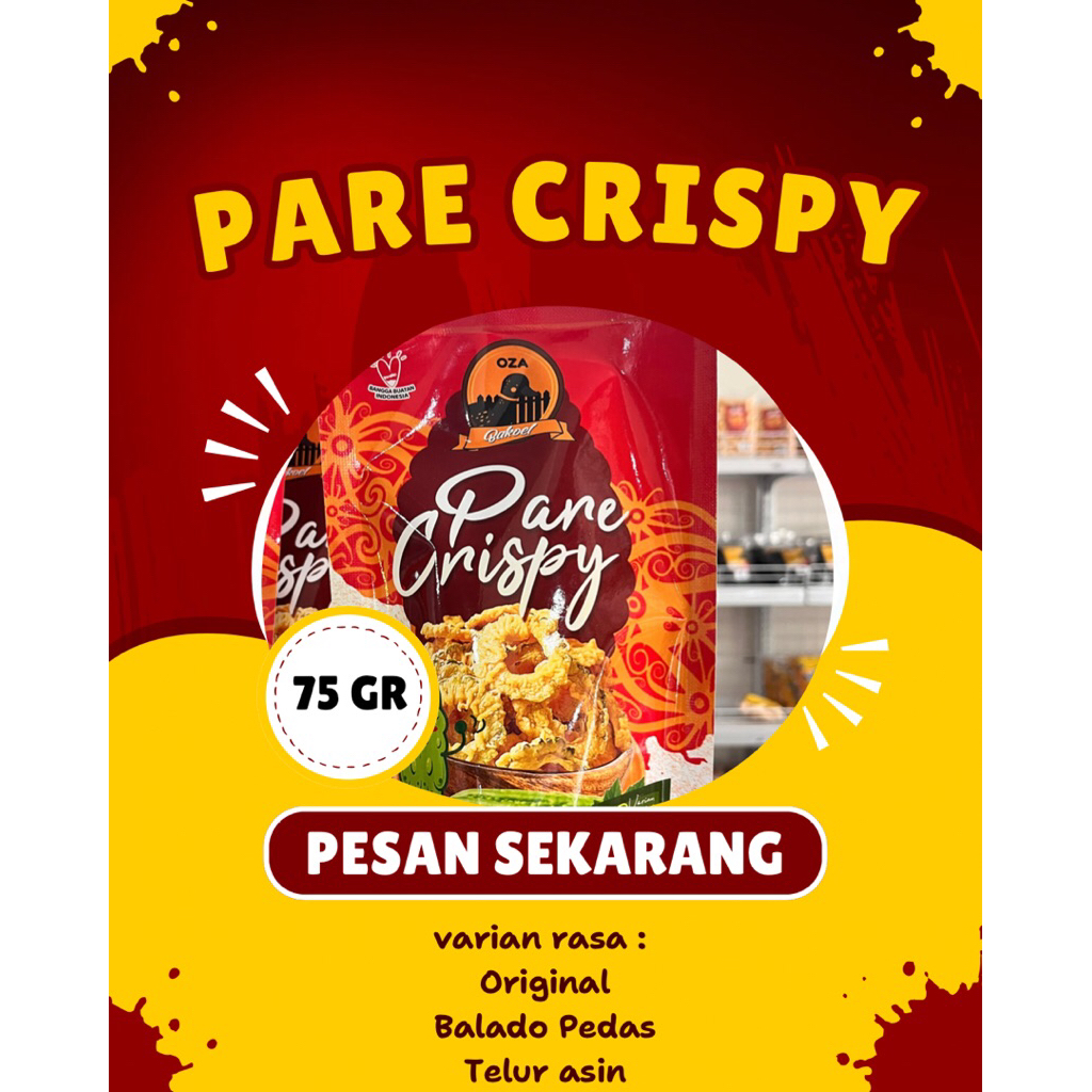 

Pare Crispy 75gr | Camilan Gurih & Renyah Anti Pahit (Original, Balado Pedas, Telur Asin)