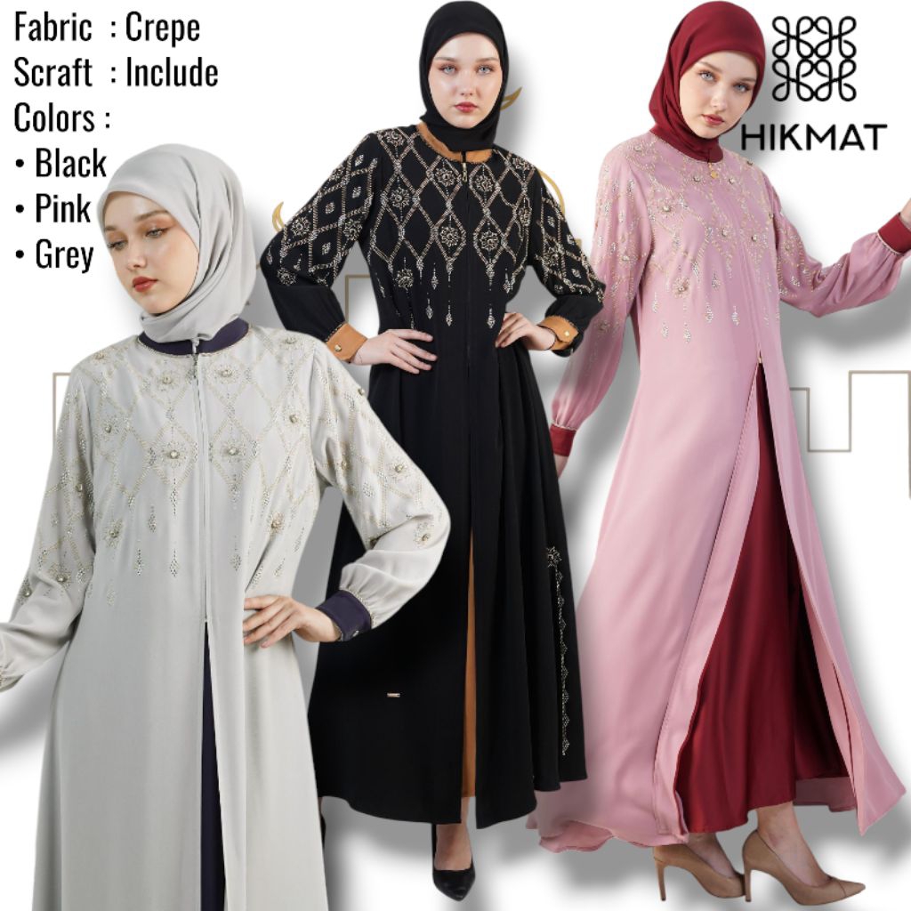 A3867 - Abaya Hikmat Fashion Original set Hijab