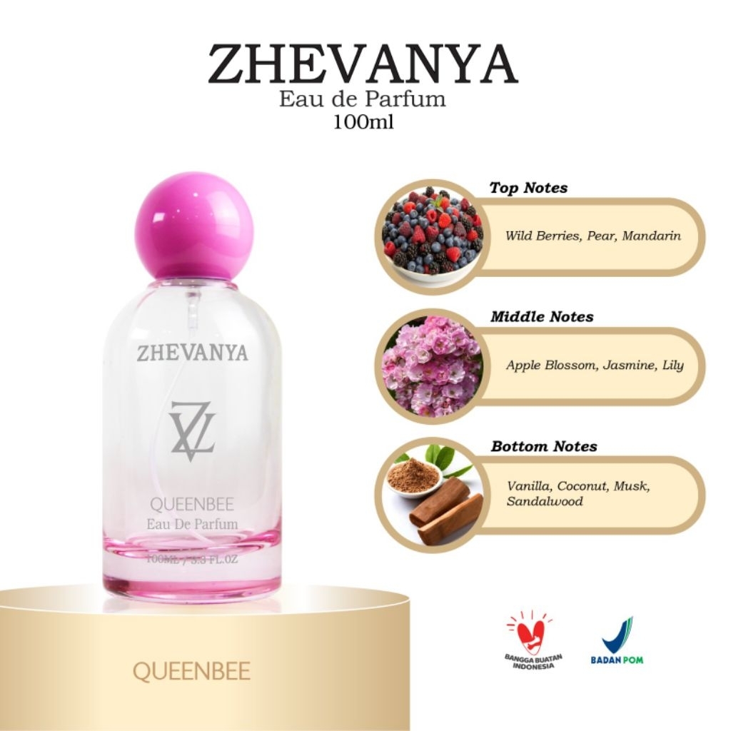 QUEENBEE Eau De Parfum ZHEVANYA Original 100ML Parfum Wanita Tahan Lama