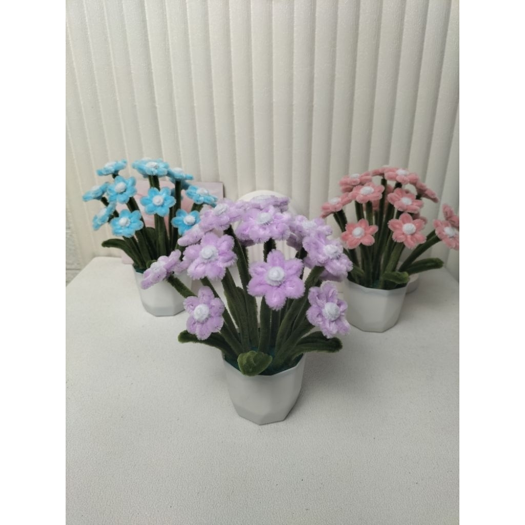 bunga kawat bulu - bunga kawat bulu pot besar -  bunga  kawat bulu hiasan meja - souvenir