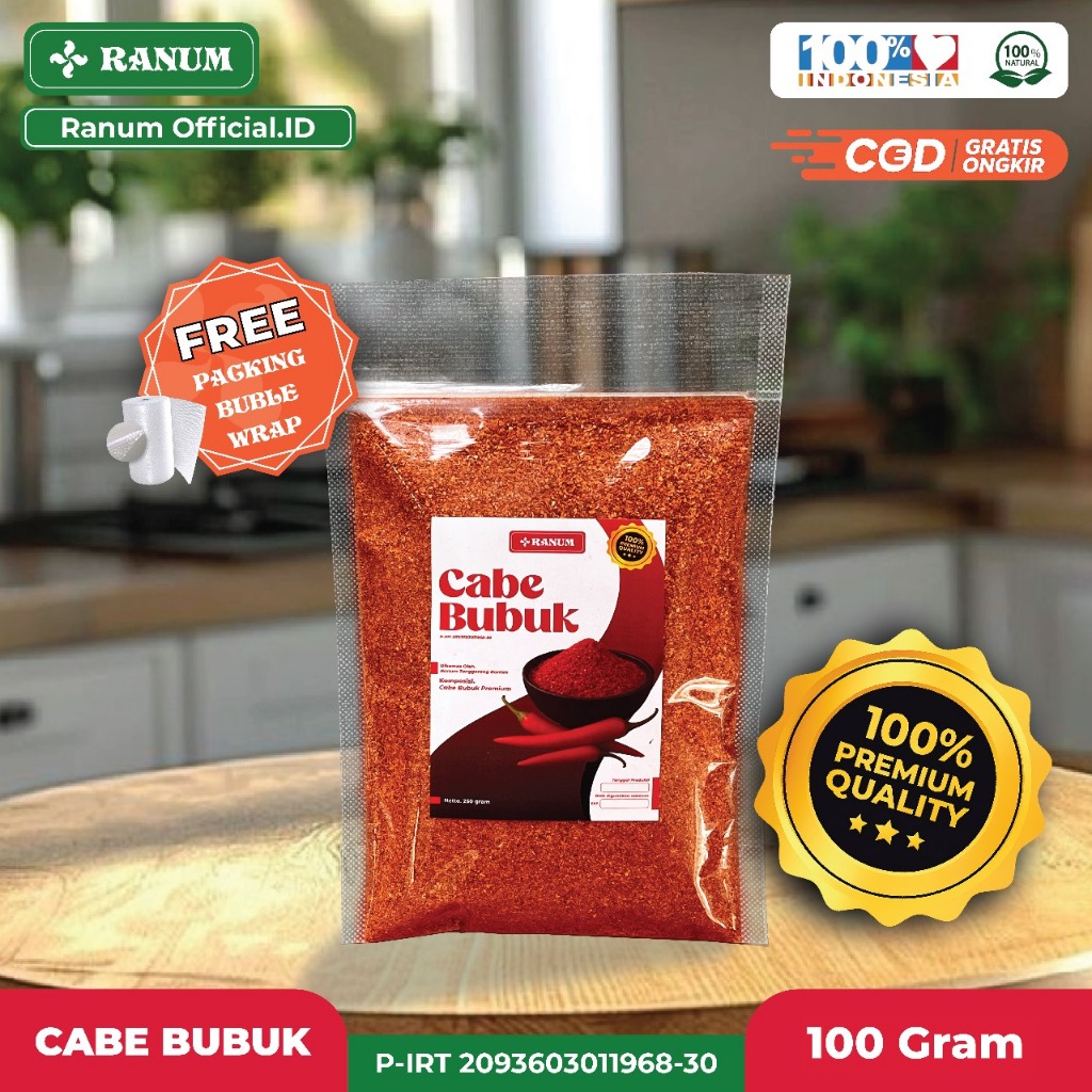 

Cabe Bubuk Pedas Asli 100% Cabe Kering 100 Gram | Bumbu Masakan | Sambal| Topping Makanan